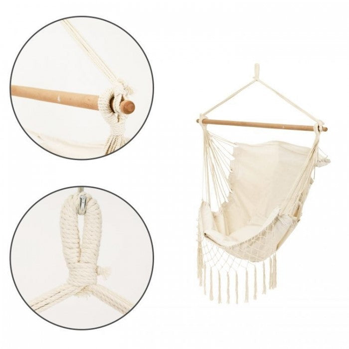 Leagan Suspendat Pentru Interior/exterior, Cu Spatar Si 2 Perne, Cuib De Barza, Alb, GW-918 