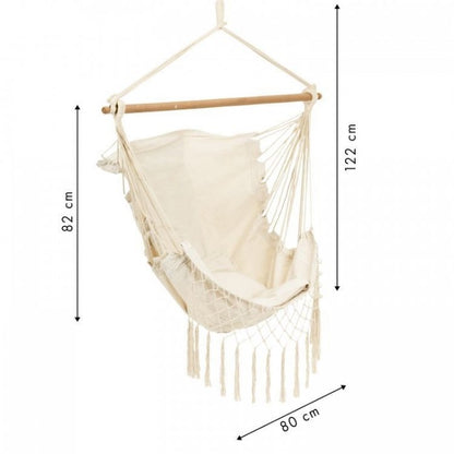 Leagan Suspendat Pentru Interior/exterior, Cu Spatar Si 2 Perne, Cuib De Barza, Alb, GW-918 