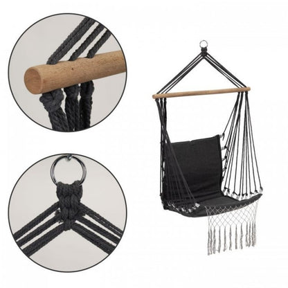 Leagan Suspendat Pentru Interior/exterior, Cu Spatar, Cuib De Barza, 120 kg, GW-923, Gri