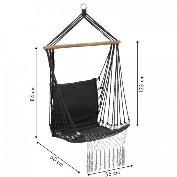 Leagan Suspendat Pentru Interior/exterior, Cu Spatar, Cuib De Barza, 120 kg, GW-923, Gri