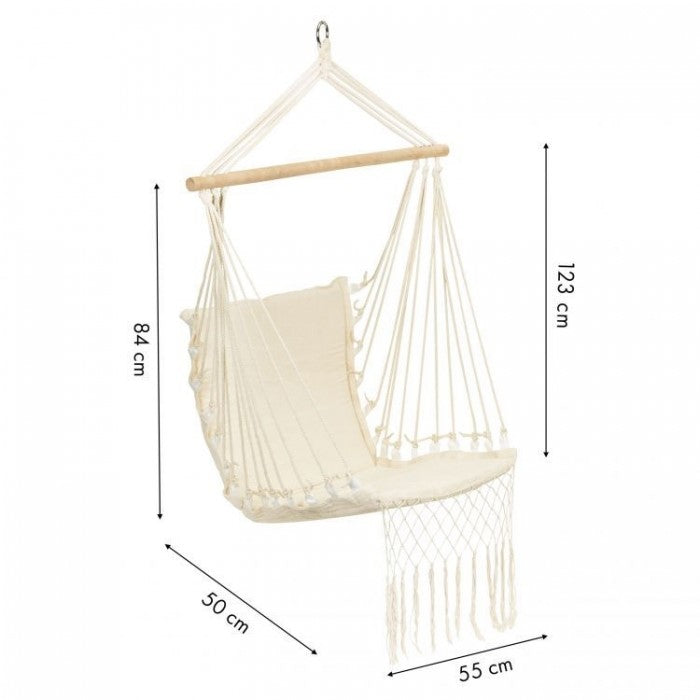 Leagan Suspendat Pentru Interior/exterior, Cu Spatar, Cuib De Barza, 120 kg, GW-923, Alb