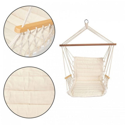 Leagan Suspendat Pentru Interior/exterior, Cu Spatar, 2 manere, Cuib De Barza, 120 kg, GW-924, Alb