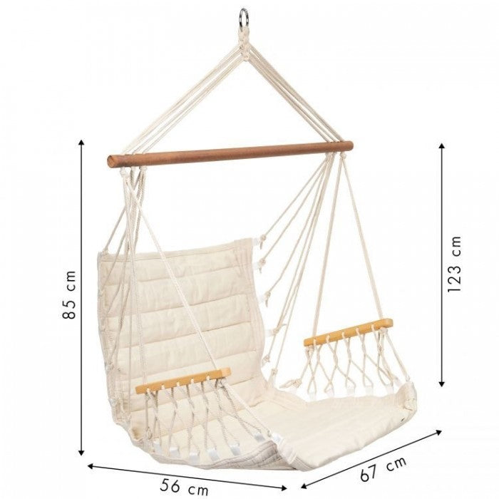 Leagan Suspendat Pentru Interior/exterior, Cu Spatar, 2 manere, Cuib De Barza, 120 kg, GW-924, Alb