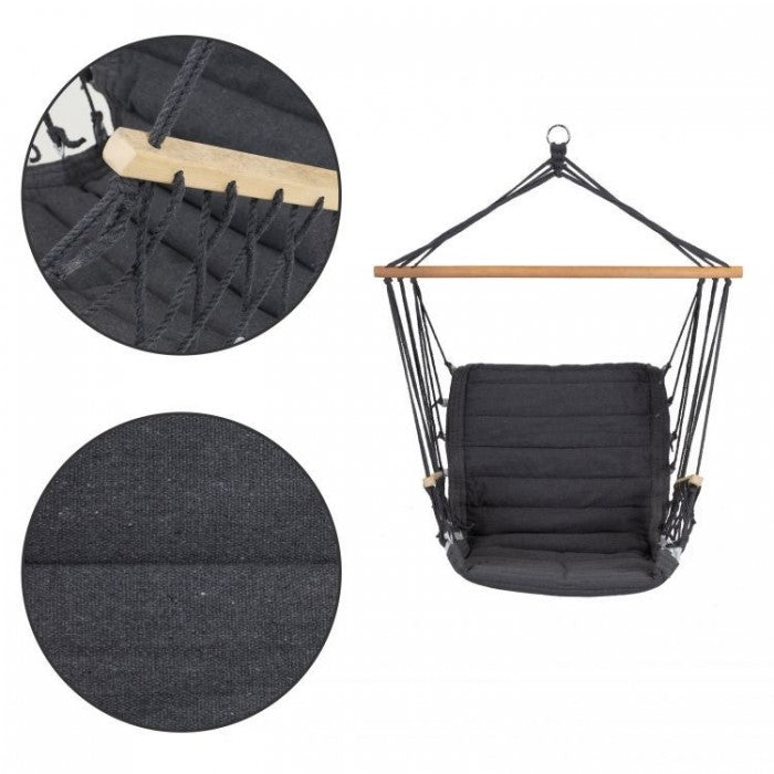 Leagan Suspendat Pentru Interior/exterior, Cu Spatar, 2 manere, Cuib De Barza, 120 kg, GW-924, Gri