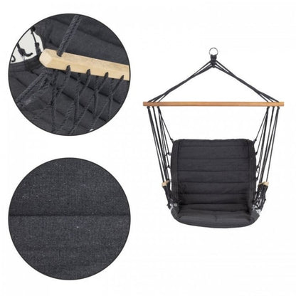 Leagan Suspendat Pentru Interior/exterior, Cu Spatar, 2 manere, Cuib De Barza, 120 kg, GW-924, Gri