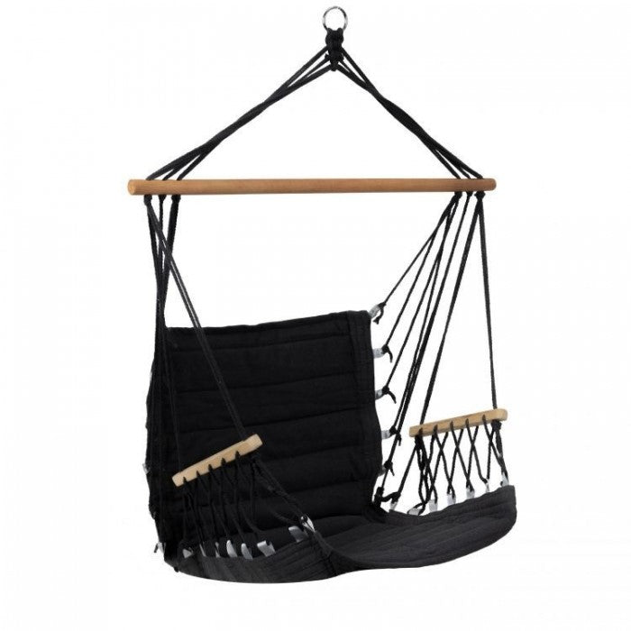 Leagan Suspendat Pentru Interior/exterior, Cu Spatar, 2 manere, Cuib De Barza, 120 kg, GW-924, Negru