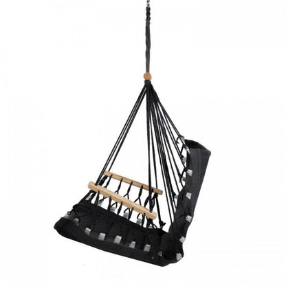 Leagan Suspendat Pentru Interior/exterior, Cu Spatar, 2 manere, Cuib De Barza, 120 kg, GW-924, Negru