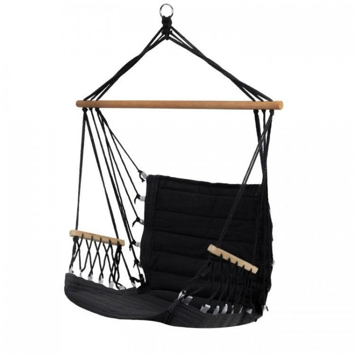 Leagan Suspendat Pentru Interior/exterior, Cu Spatar, 2 manere, Cuib De Barza, 120 kg, GW-924, Negru