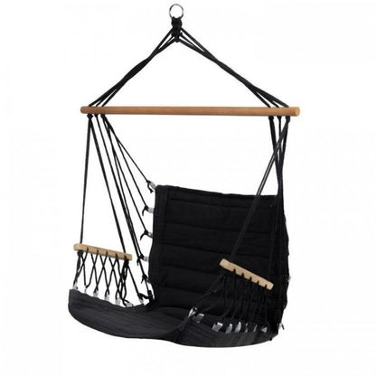 Leagan Suspendat Pentru Interior/exterior, Cu Spatar, 2 manere, Cuib De Barza, 120 kg, GW-924, Negru