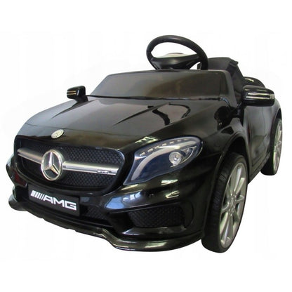 Masinuta electrica cu telecomanda, roti EVA, scaun piele Mercedes GLA45 - Negru