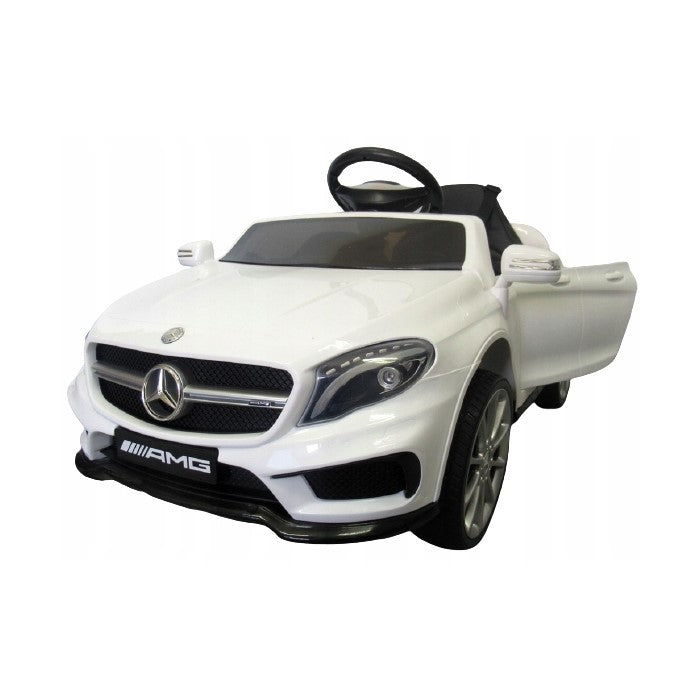 Masinuta electrica cu telecomanda, roti EVA, scaun piele Mercedes GLA45 - Alb