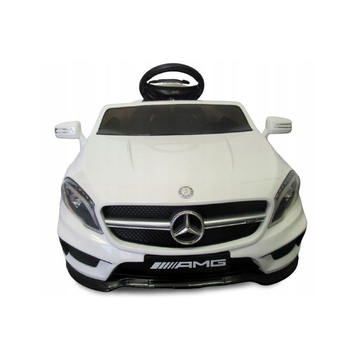 Masinuta electrica cu telecomanda, roti EVA, scaun piele Mercedes GLA45 - Alb