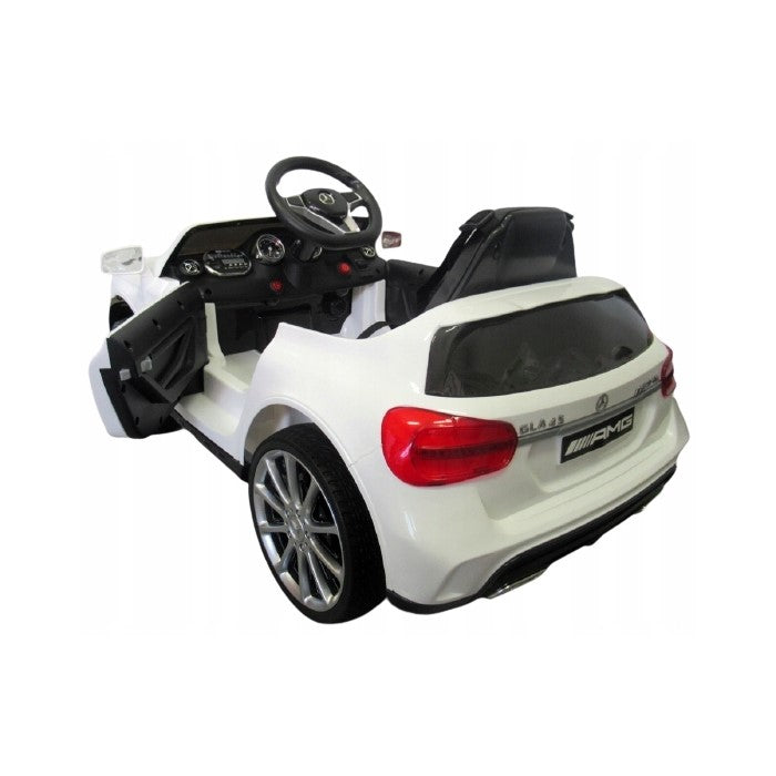 Masinuta electrica cu telecomanda, roti EVA, scaun piele Mercedes GLA45 - Alb