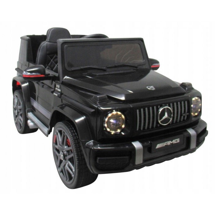 Masinuta electrica cu telecomanda, roti EVA, scaun piele Mercedes G63 - Negru
