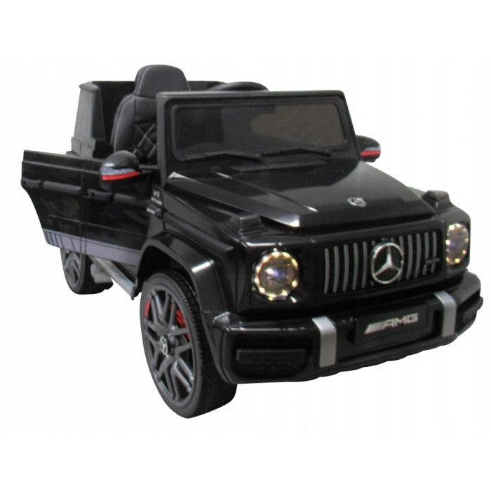 Masinuta electrica cu telecomanda, roti EVA, scaun piele Mercedes G63 - Negru