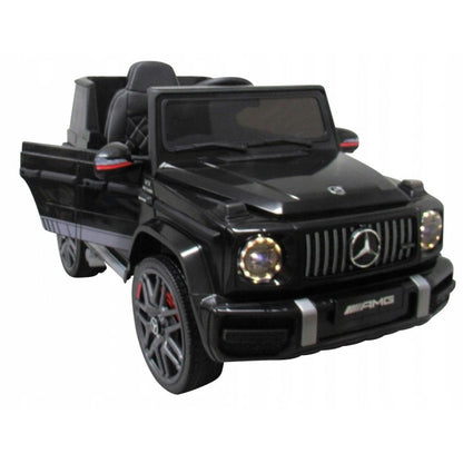 Masinuta electrica cu telecomanda, roti EVA, scaun piele Mercedes G63 - Negru