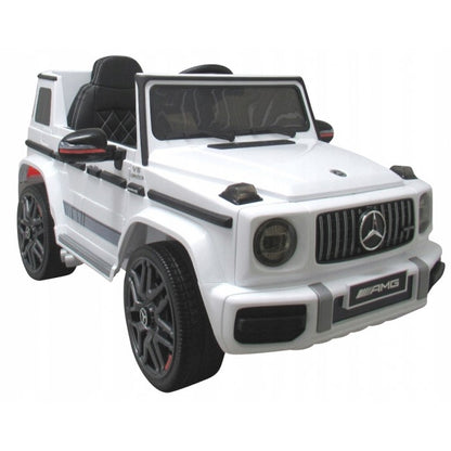 Masinuta electrica cu telecomanda, roti EVA, scaun piele Mercedes G63 - Alb