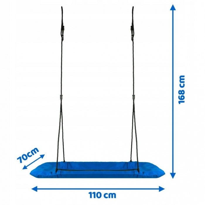 Leagan tip cuib pentru copii, dreptunghiular XXL, 110 x 70 cm, 150 kg, Neo-Sport 1010, Albastru