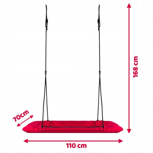 Leagan tip cuib pentru copii, dreptunghiular XXL, 110 x 70 cm, 150 kg, Neo-Sport 1011, Rosu