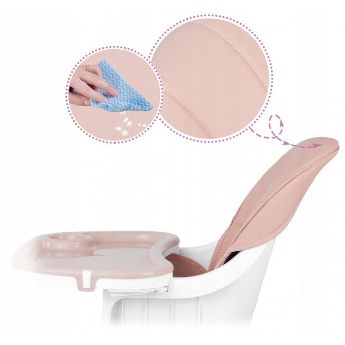 Scaun de masa 3 in 1, cu picioare din lemn, 63 x 58 x 90 cm, Ricokids Lilo 700203 - Roz