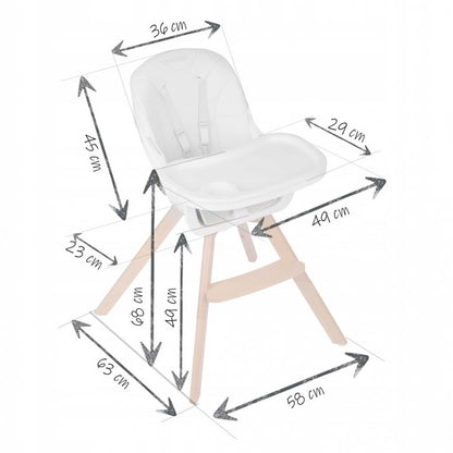 Scaun de masa 3 in 1, cu picioare din lemn, 63 x 58 x 90 cm, Ricokids Lilo 700203 - Roz
