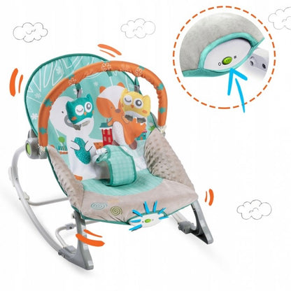 Balansoar cu vibratii, vulpita si ursul, Ricokids 7309 - Turcoaz