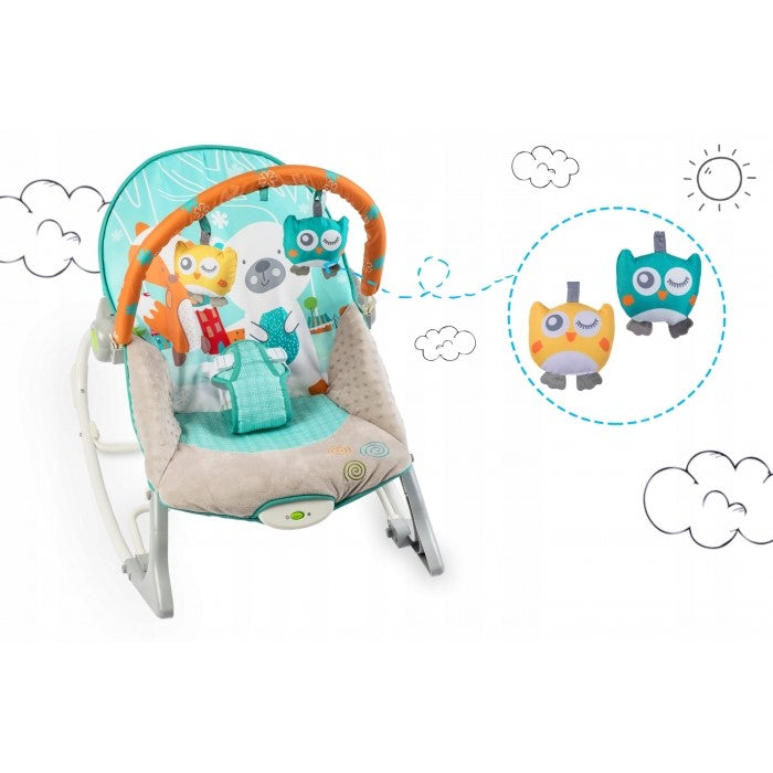Balansoar cu vibratii, vulpita si ursul, Ricokids 7309 - Turcoaz