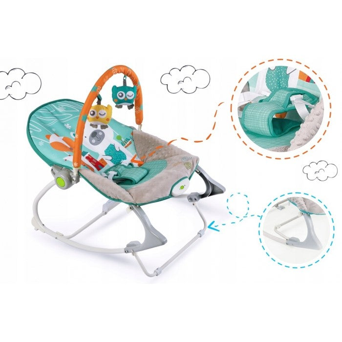 Balansoar cu vibratii, vulpita si ursul, Ricokids 7309 - Turcoaz