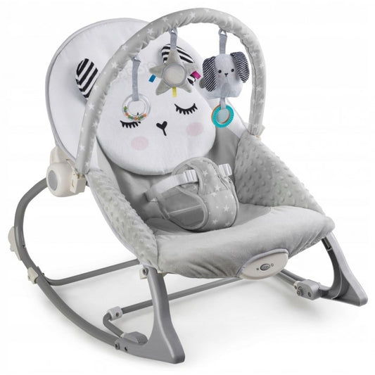 Balansoar multifunctional cu vibratii, panda, 3 jucarii, Ricokids 7323, Gri