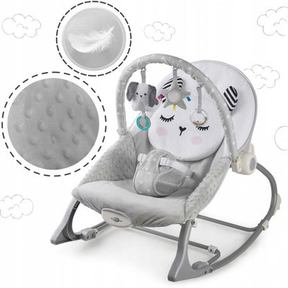 Balansoar multifunctional cu vibratii, panda, 3 jucarii, Ricokids 7323, Gri
