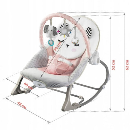 Balansoar multifunctional cu vibratii, panda, 3 jucarii, Ricokids 7325, Roz