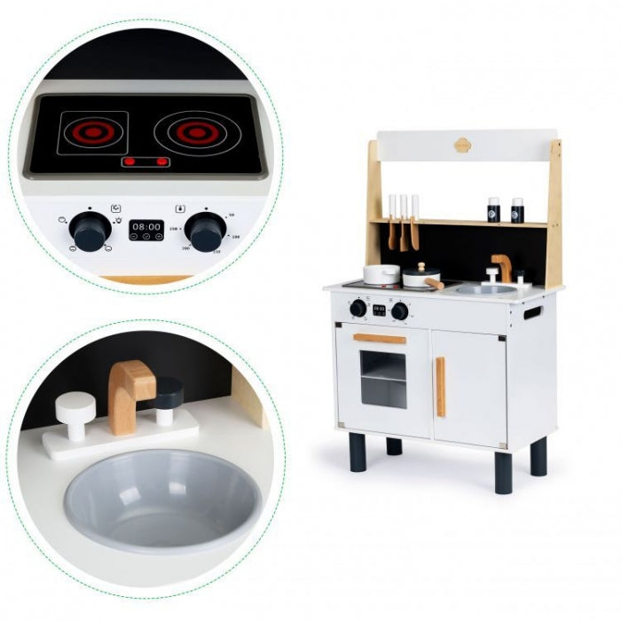 Bucatarie din lemn cu sunete si LED-uri Ecotoys CA12202