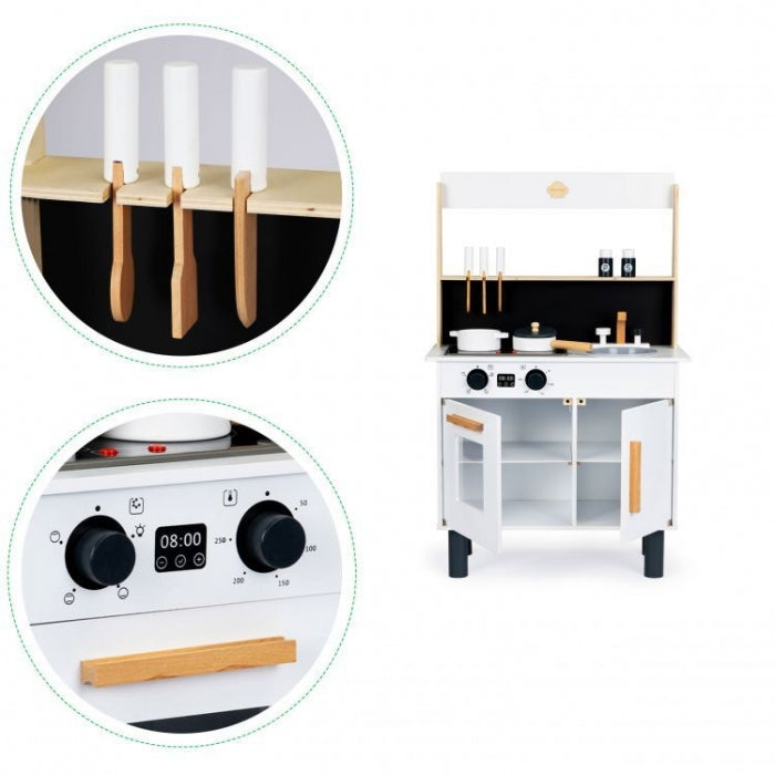 Bucatarie din lemn cu sunete si LED-uri Ecotoys CA12202