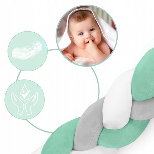 Protectie laterala pentru patut, impletita, 3 m, Ricokids 722102 - Verde