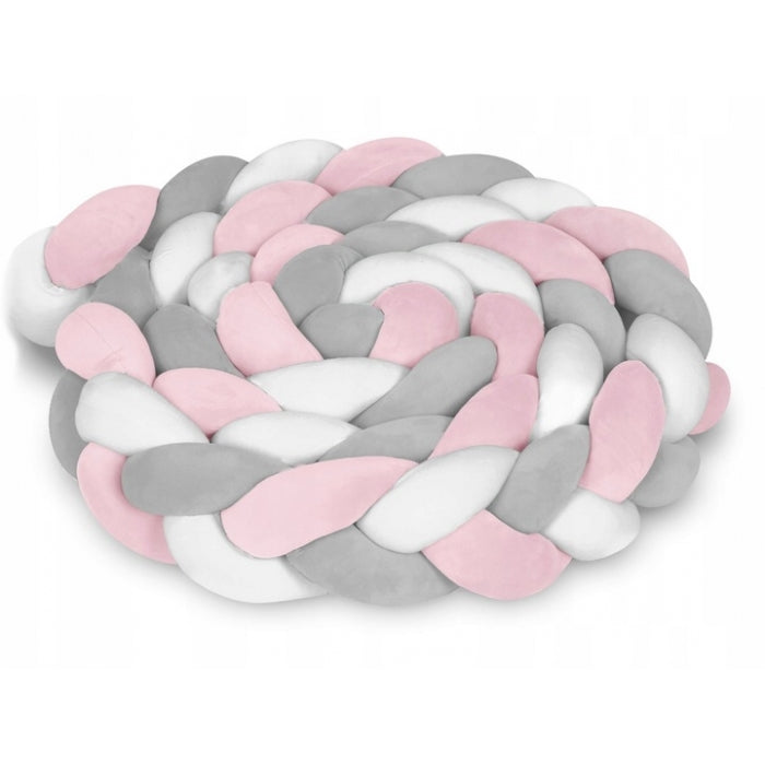 Protectie laterala pentru patut, impletita, 3 m, Ricokids 722103 - Roz