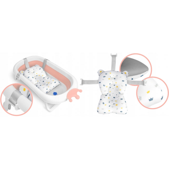 Cadita de baie cu dop de scurgere si pernita inclusa Ricokids RK-280 - Roz