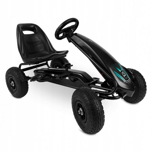 Kart cu pedale si roti gonflabile, Gokart RK-590 Ricokids 759000, Negru