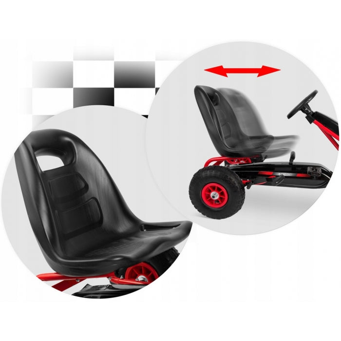 Kart cu pedale si roti gonflabile, Gokart RK-590 Ricokids 759001, Rosu