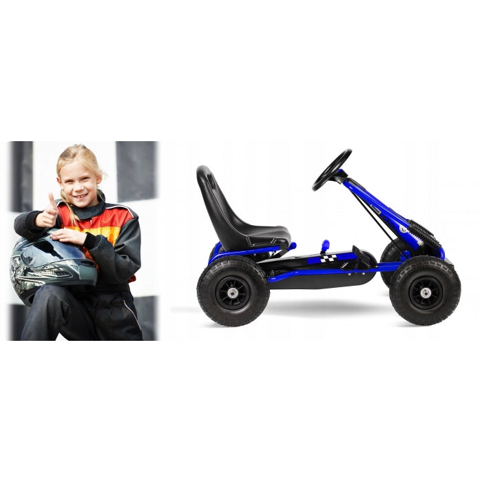 Kart cu pedale si roti gonflabile, Gokart RK-594 Ricokids 759400, Albastru