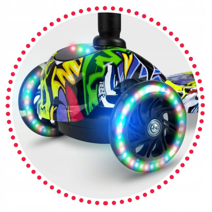 Trotineta cu roti cu LED Ricokids Piko 765011 - Negru - Galben