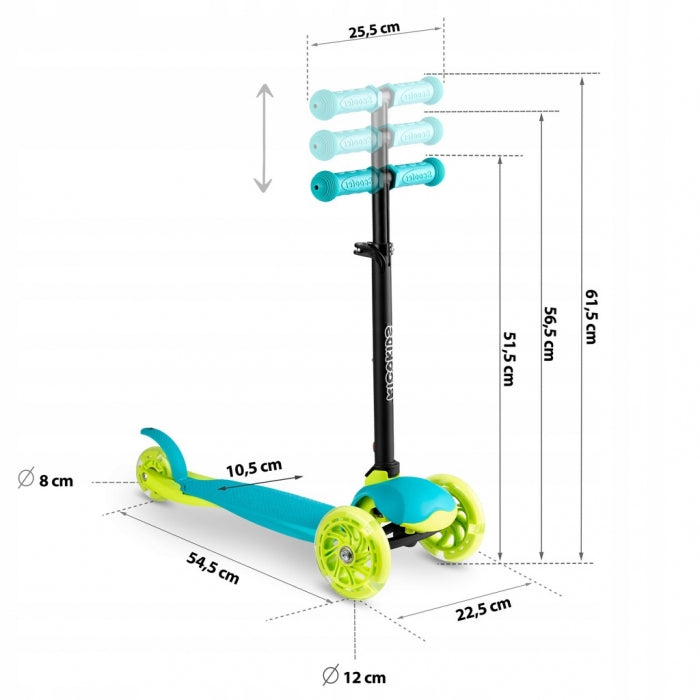 Trotineta cu roti cu LED Ricokids Loco 765103 - Turcoaz