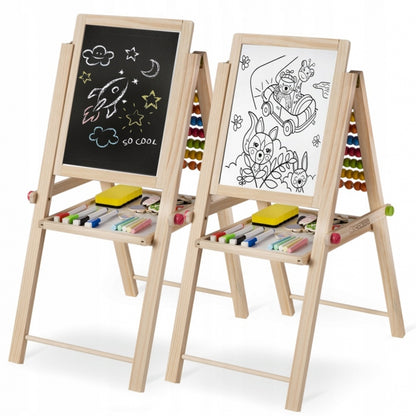 Tabla educationala cu doua fete si accesorii Ricokids RK-803, 66 x 45 x 32 cm, Natur