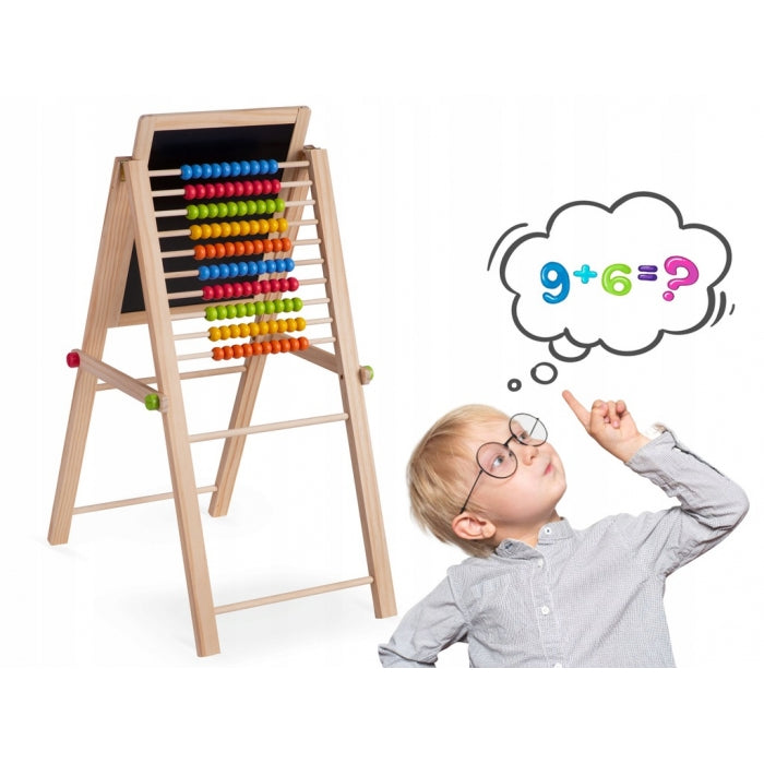 Tabla educationala cu doua fete si accesorii Ricokids RK-803, 66 x 45 x 32 cm, Natur