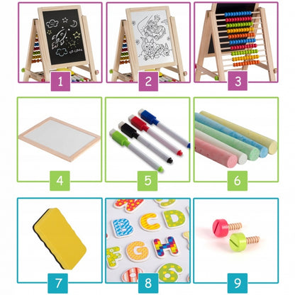 Tabla educationala cu doua fete si accesorii Ricokids RK-803, 66 x 45 x 32 cm, Natur