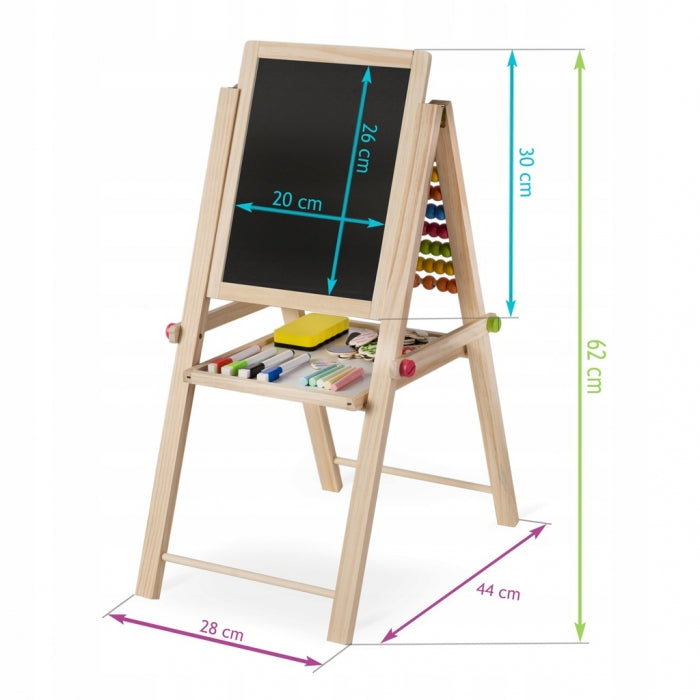 Tabla educationala cu doua fete si accesorii Ricokids RK-803, 66 x 45 x 32 cm, Natur