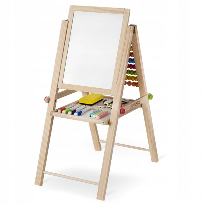 Tabla educationala cu doua fete si accesorii Ricokids RK-803, 66 x 45 x 32 cm, Natur