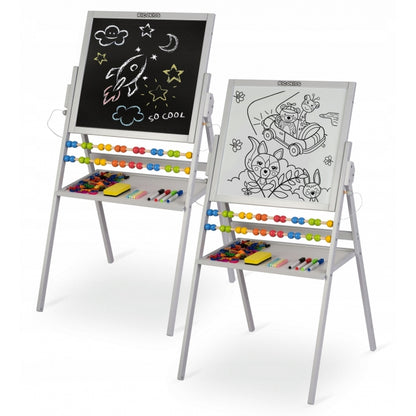 Tabla educationala cu doua fete si accesorii Ricokids RK-800, 101 x 54 x 55 cm, Gri