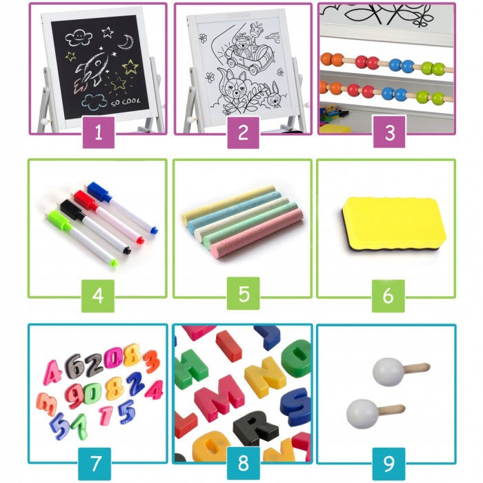 Tabla educationala cu doua fete si accesorii Ricokids RK-800, 101 x 54 x 55 cm, Gri