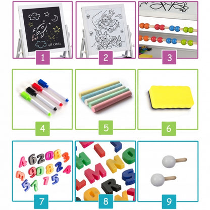 Tabla educationala cu doua fete si accesorii Ricokids RK-800, 101 x 54 x 55 cm, Gri