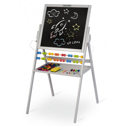 Tabla educationala cu doua fete si accesorii Ricokids RK-800, 101 x 54 x 55 cm, Gri